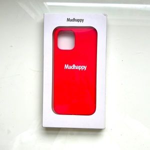 Madhappy classic iPhone 12 Pro case. Red case with Madhappy written in white.